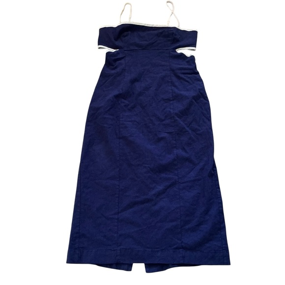 Anthropologie Maeve linen blend cutout dress navy blue size large - Picture 1 of 11